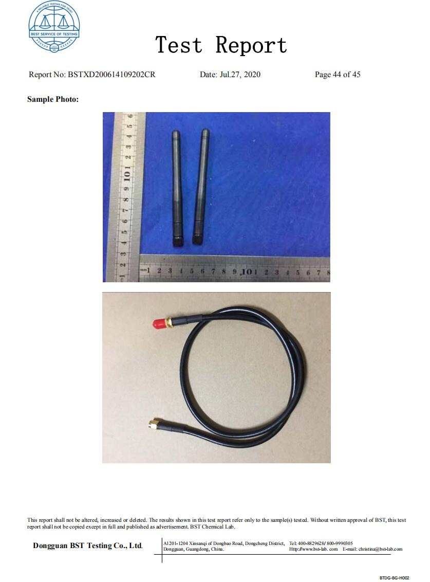 whireless anten ve RF kablo d RoHS 2015/863/AB sertifika