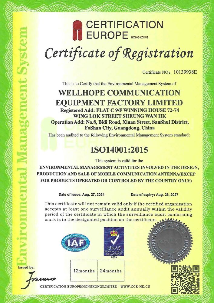 WHWIRELESS ISO 14001:2015 sertifikası